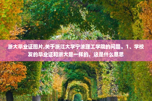 浙大毕业证图片,关于浙江大学宁波理工学院的问题。1、学校发的毕业证和浙大是一样的,这是什么意思