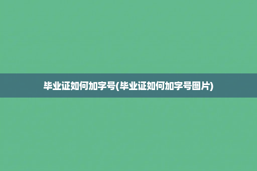 毕业证如何加字号(毕业证如何加字号图片)