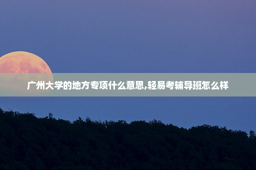 广州大学的地方专项什么意思,轻易考辅导班怎么样