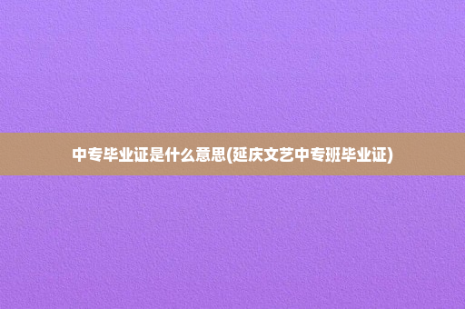 中专毕业证是什么意思(延庆文艺中专班毕业证)