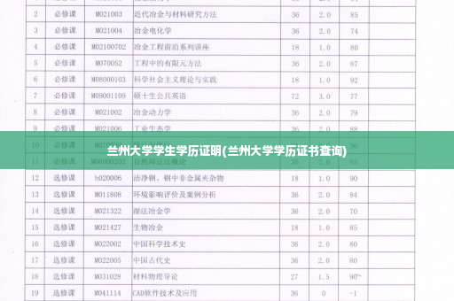 兰州大学学生学历证明(兰州大学学历证书查询)