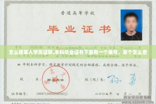 怎么搜某人学历证明,本科毕业证书下面有一个编号，拿个怎么查